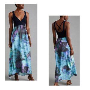 Anthropologie Black and Blue Maxi Dress